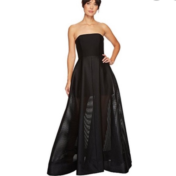 Halston Heritage Dresses & Skirts - HALSTON HERITAGE STRAPLESS STRIPE MESH DRESS